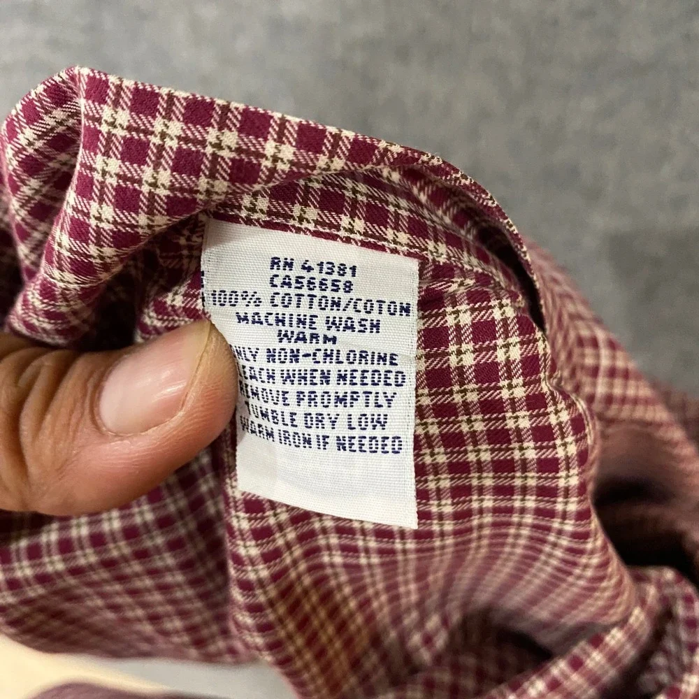 Polo Ralph Lauren Mens Large Classic Fit Burgundy Plaid Cotton Button Down Shirt